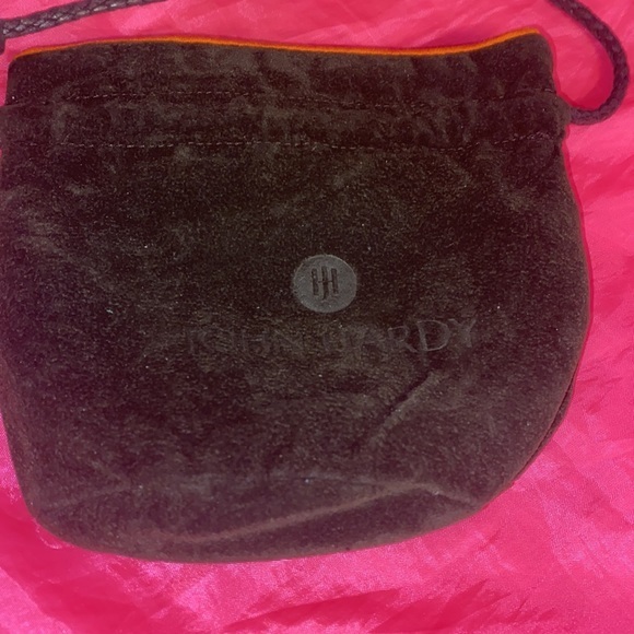 Vintage JOHN HARDY draw string velvet Pouch Embossed with logo charcoal & Orange - Picture 3 of 7